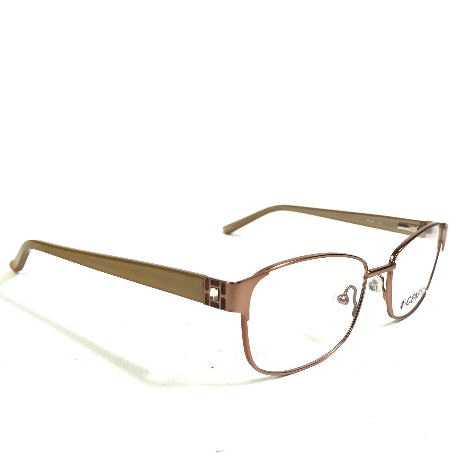 Genesis Eyeglasses Frames 3117 DELTA Brown Gold Square Full Rim 52-17-135 2
