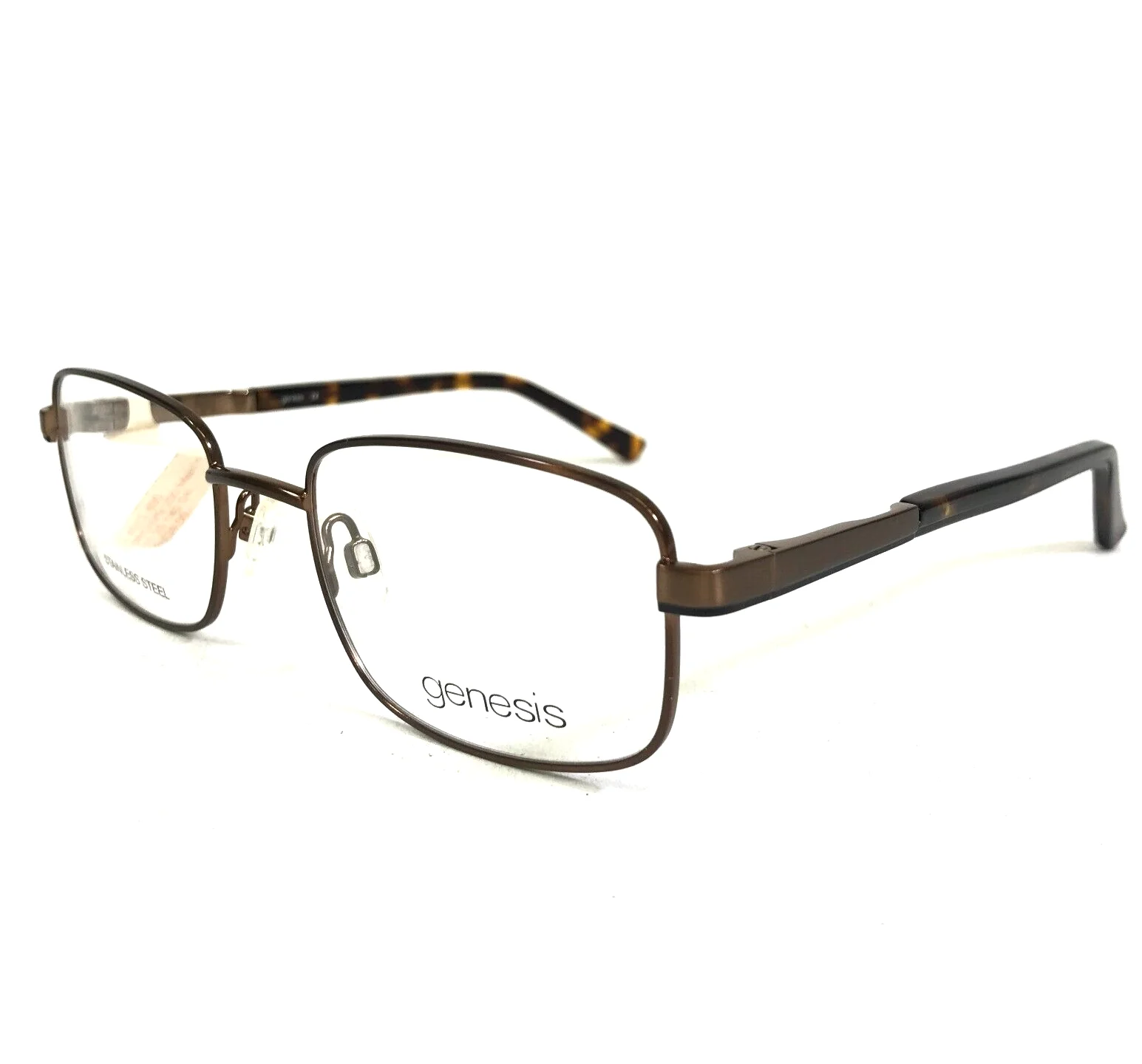 Genesis Eyeglasses Frames G4012 200 BROWN Tortoise Square Full Rim 51-20-140