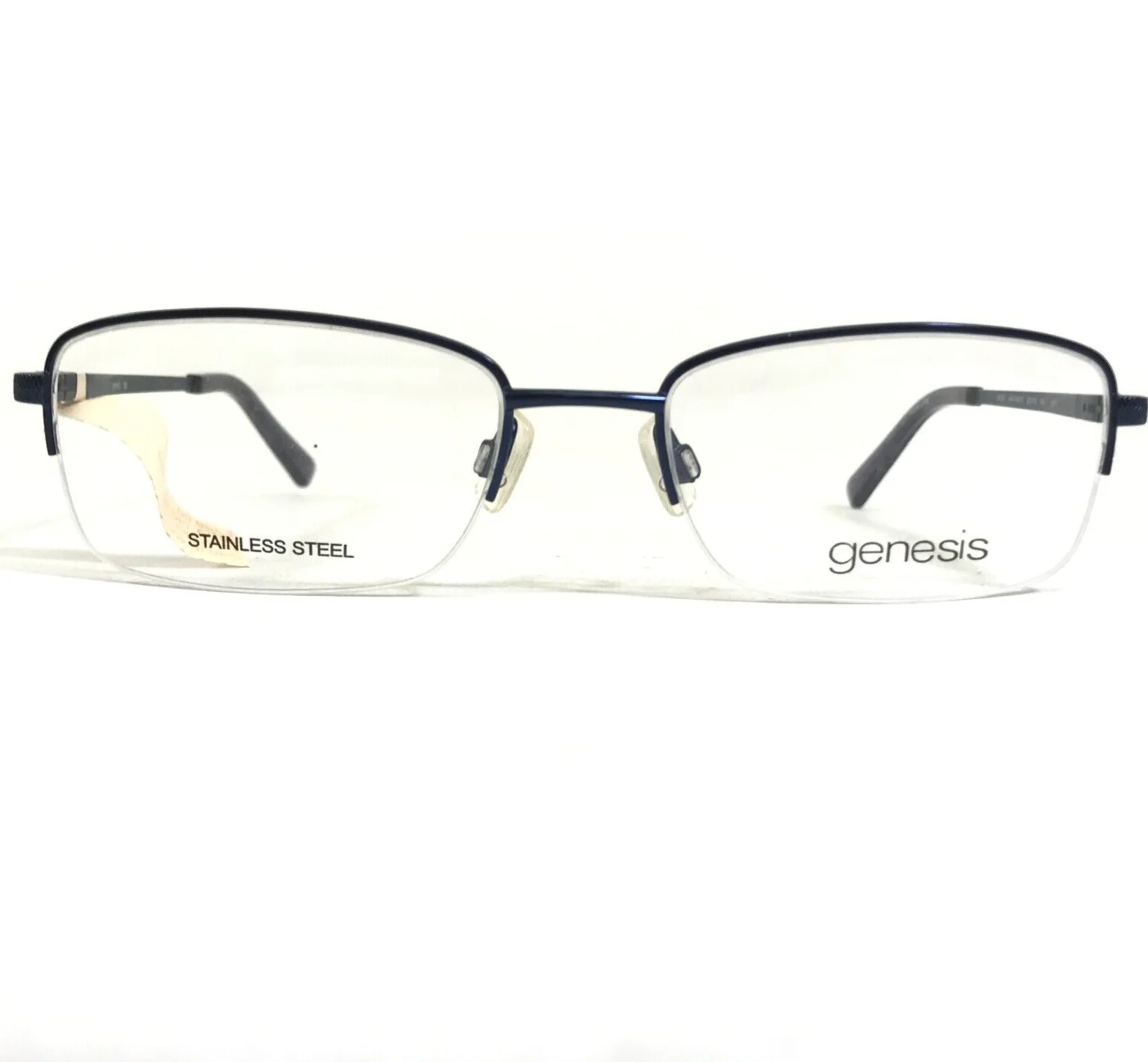 Genesis Eyeglasses Frames G4036 404 NAVY Blue Rectangular Half Rim 55-19-140 2