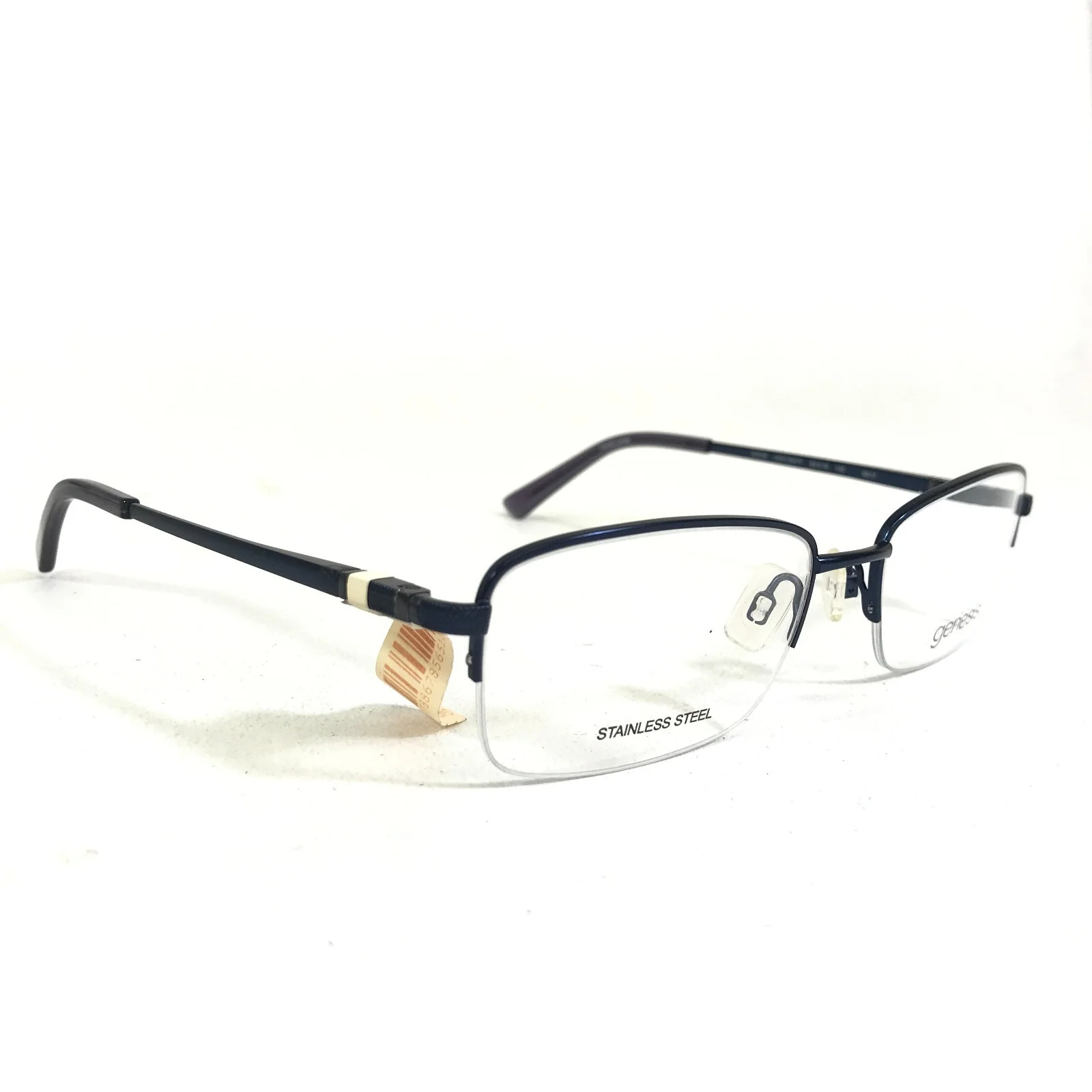 Genesis Eyeglasses Frames G4036 404 NAVY Blue Rectangular Half Rim 55-19-140 3