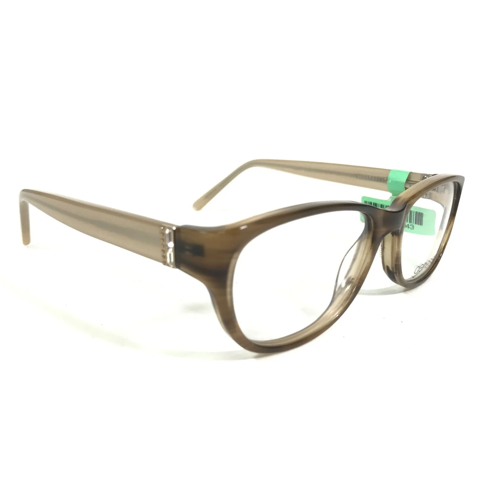 Genesis Eyeglasses Frames G5022 200 BROWN HORN Beige Square Crystals 52-16-135 2