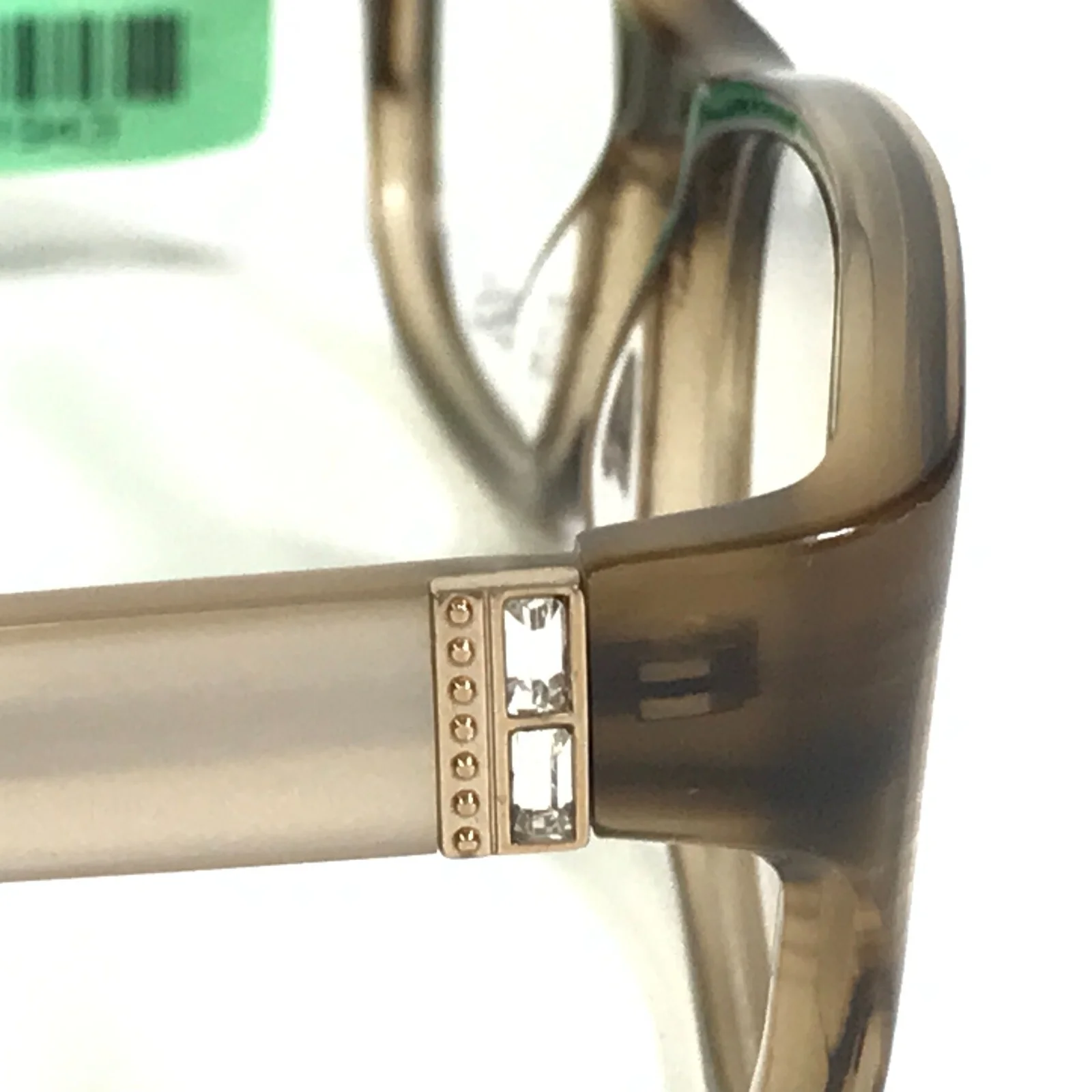 Genesis Eyeglasses Frames G5022 200 BROWN HORN Beige Square Crystals 52-16-135 4