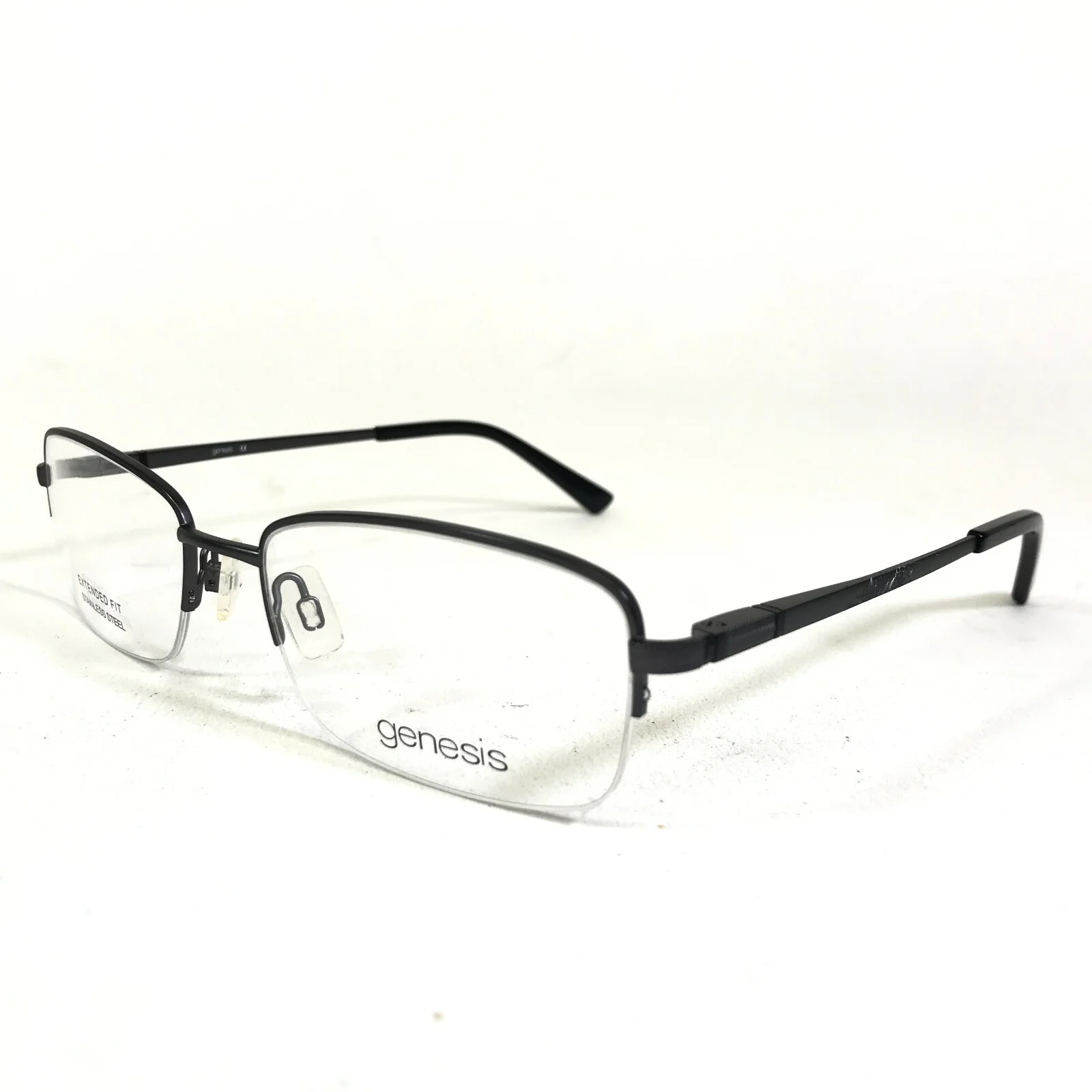 Genesis Large Eyeglasses Frames G4036 015 GUNMETAL Half Rim 57-19-145 4