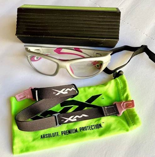 Genu 1412 Wiley X Flash Youth Glasses Silver/Rose Bl/Gray Strap/Box Frames Only