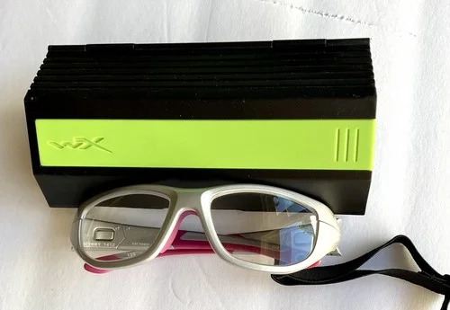 Genu 1412 Wiley X Flash Youth Glasses Silver/Rose Bl/Gray Strap/Box Frames Only 4