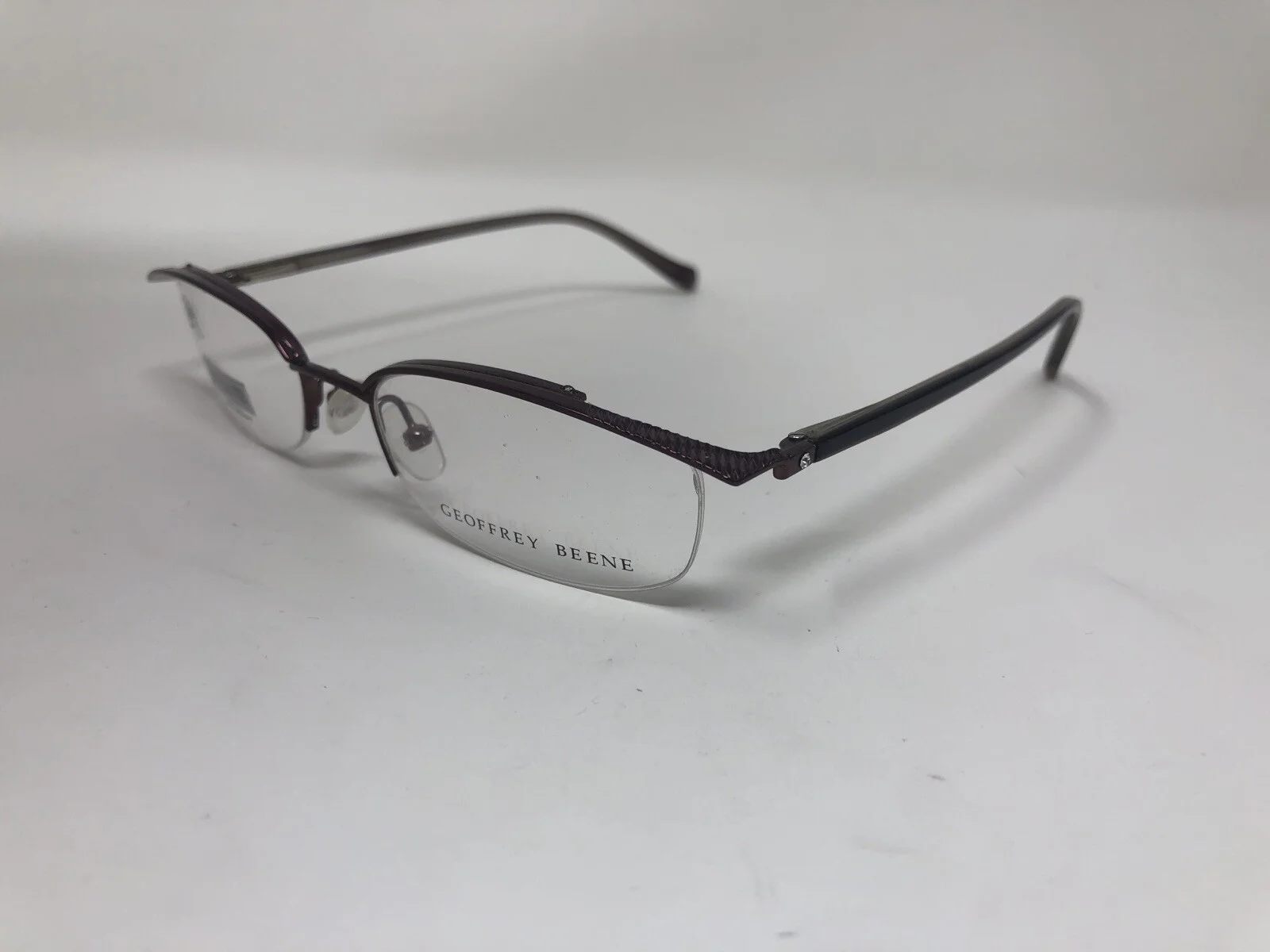 Geoffrey Beene Eyeglasses Frame SLEEK PURPLE 51-18-135 Half Rimless ZM64 3