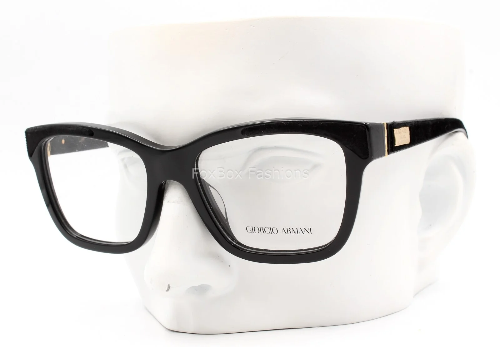 Giorgio Armani AR 7019KF Eyeglasses Glasses Black w/ Velvet Trim / Gold Plated