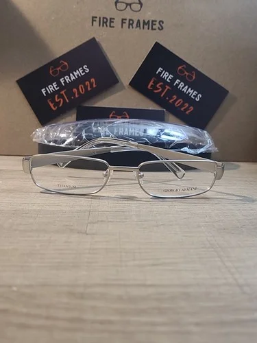 GIORGIO ARMANI G411 010 SILVER TITANIUM EYEGLASSES FRAMES 51-17-135 2