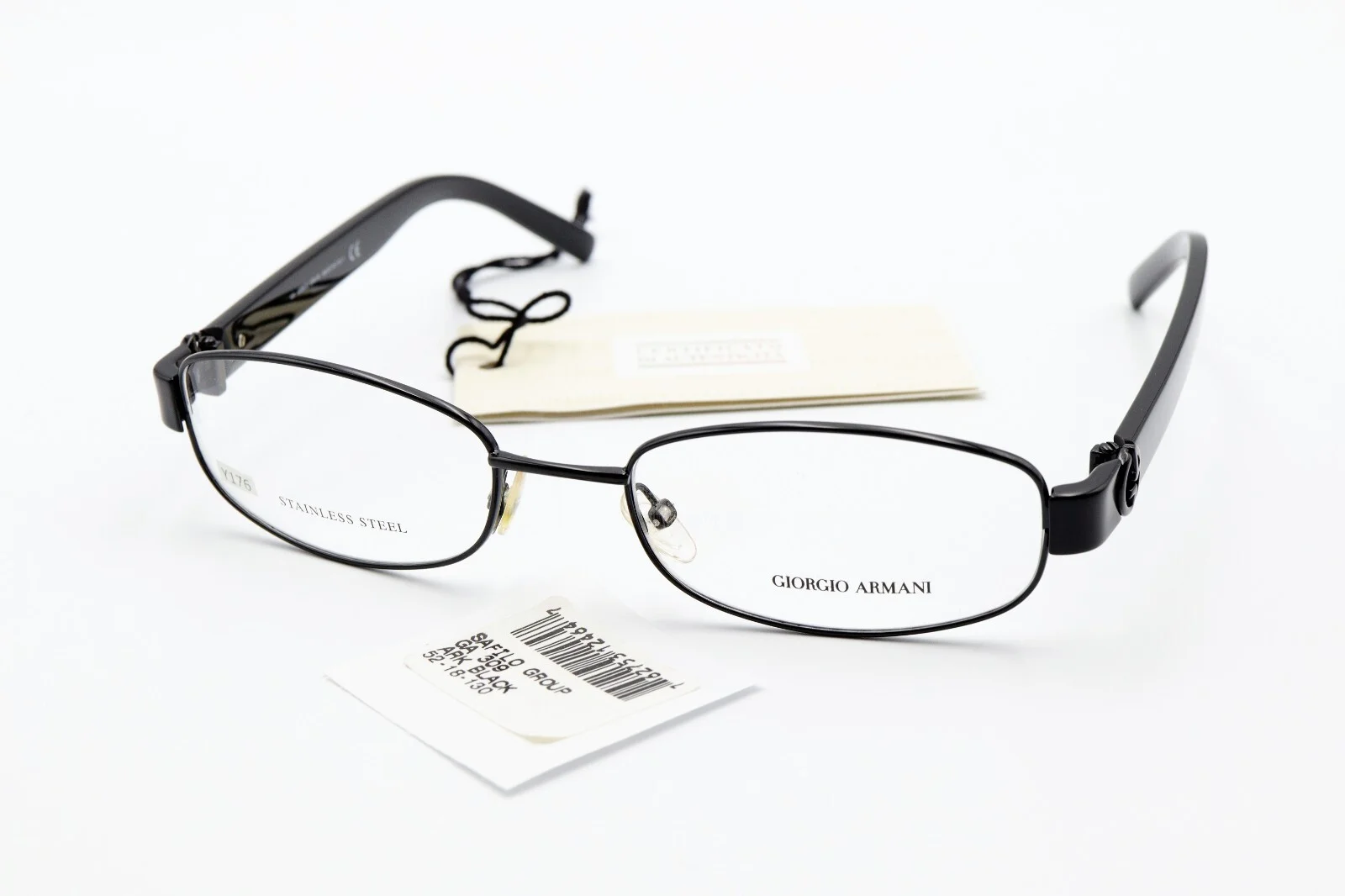 GIORGIO ARMANI GA 309 Ark Black 52-18-130 Eyeglass Frames Stainless ITALY Y177