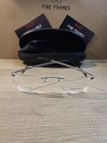 GIORGIO ARMANI GA 457 PNV SILVER TITANIUM RIMLESS VINTAGE EYEGLASSES 50-18-155