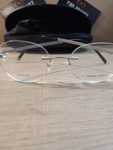 GIORGIO ARMANI GA 457 PNV SILVER TITANIUM RIMLESS VINTAGE EYEGLASSES 50-18-155 4