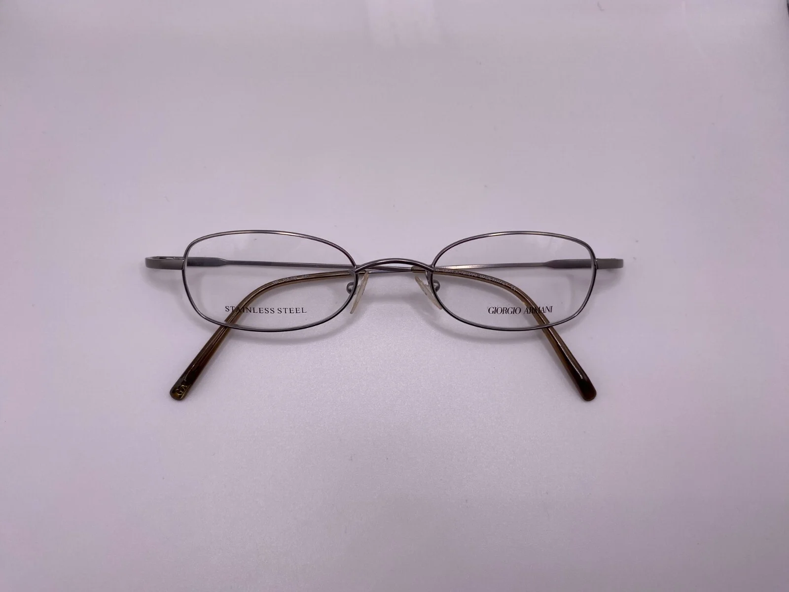 GIORGIO ARMANI GA525 R81 GUNMETAL ROUND PETITE EYEGLASSES STEEL FRAME 49-20-145 3