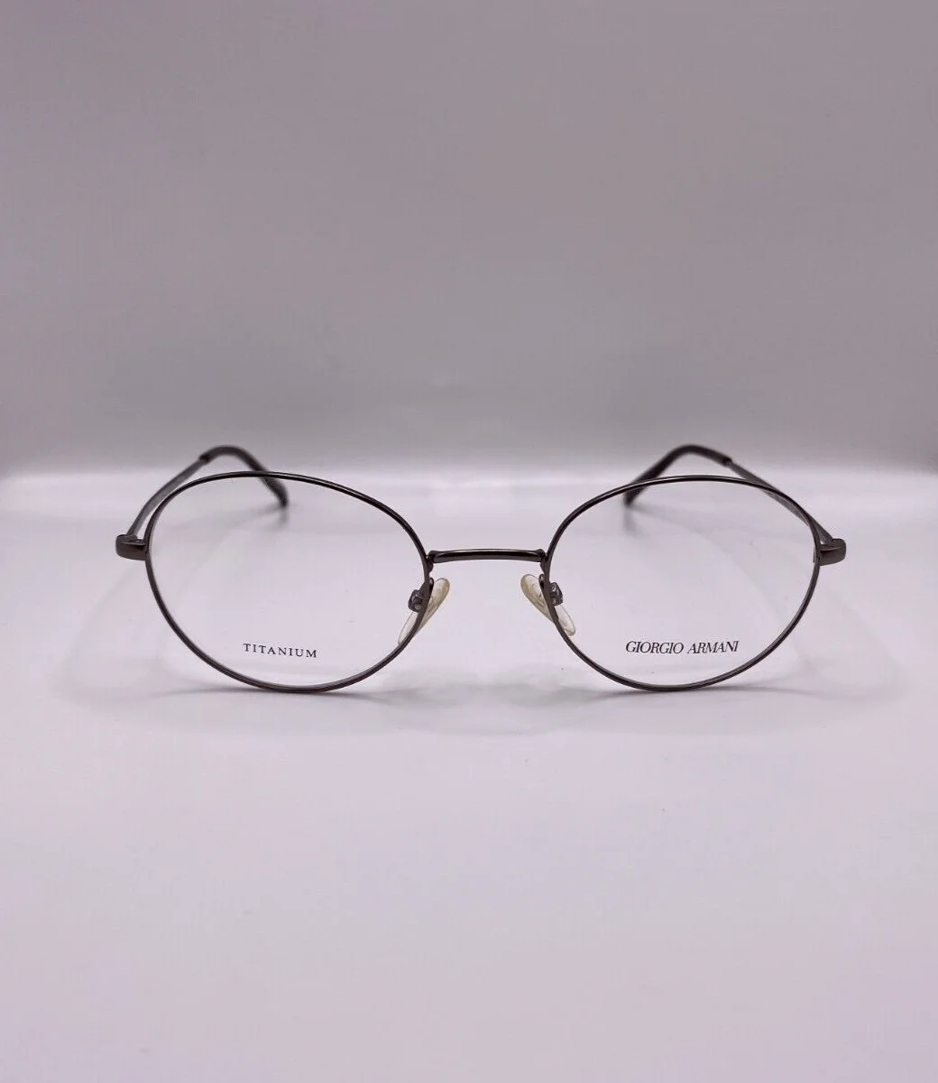 GIORGIO ARMANI GA808 CRL GUNMETAL ROUND EYEGLASSES TITANIUM FRAME 48-20-145 RX