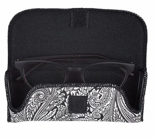 Glasses Case Paisley Semi Hard Holder Pouch for Eyeglasses - Hook & Loop Closure 3