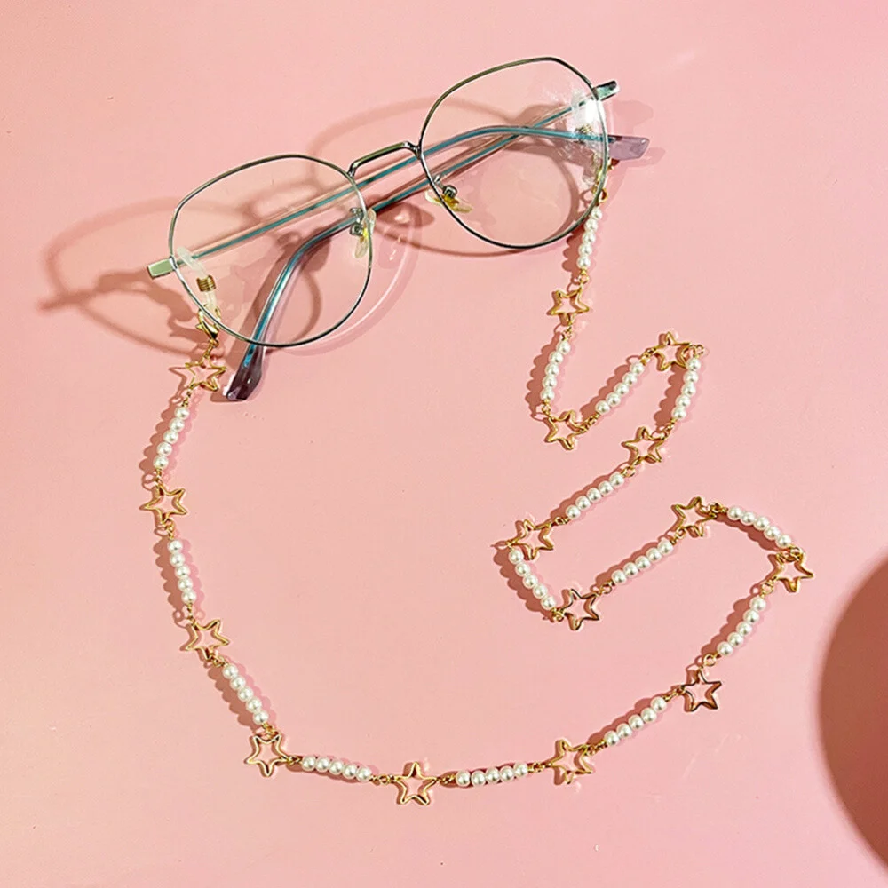 Glasses Chain for Women Pearl Eyeglass Chain Girls Beaded Butterfly Black Star G 2