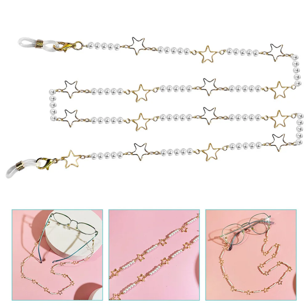 Glasses Chain for Women Pearl Eyeglass Chain Girls Beaded Butterfly Black Star G 3