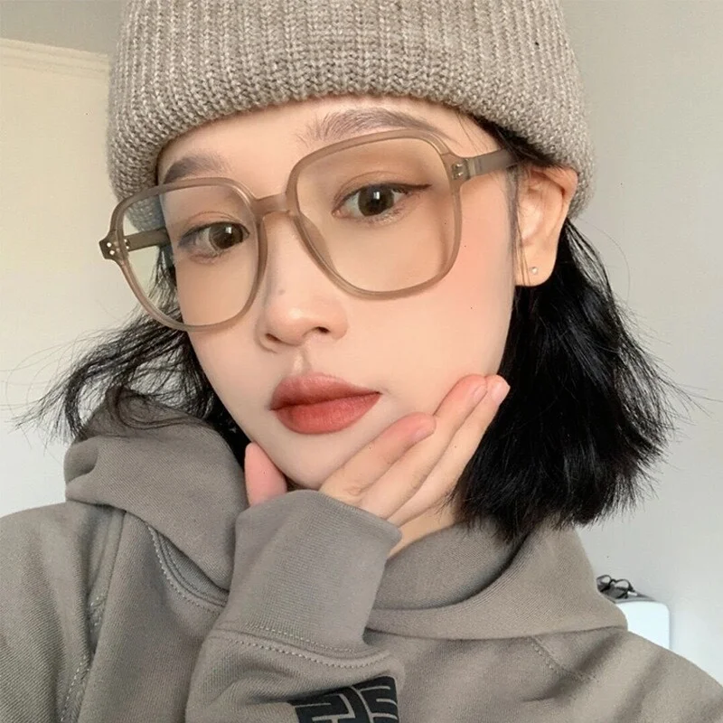 Glasses Frame Make-up Free For Women 2022 New Korean Style AntiBlue Light COFFEE