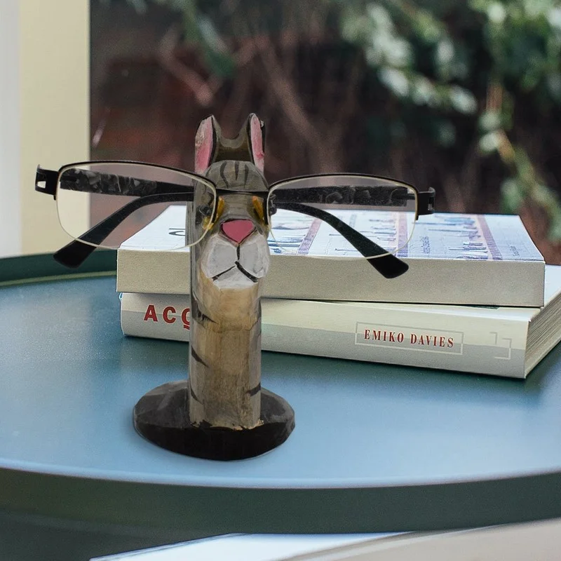 Glasses Holder Stand Cat Funny Novelty Animal Wooden Eyeglass Stand Home Office 3