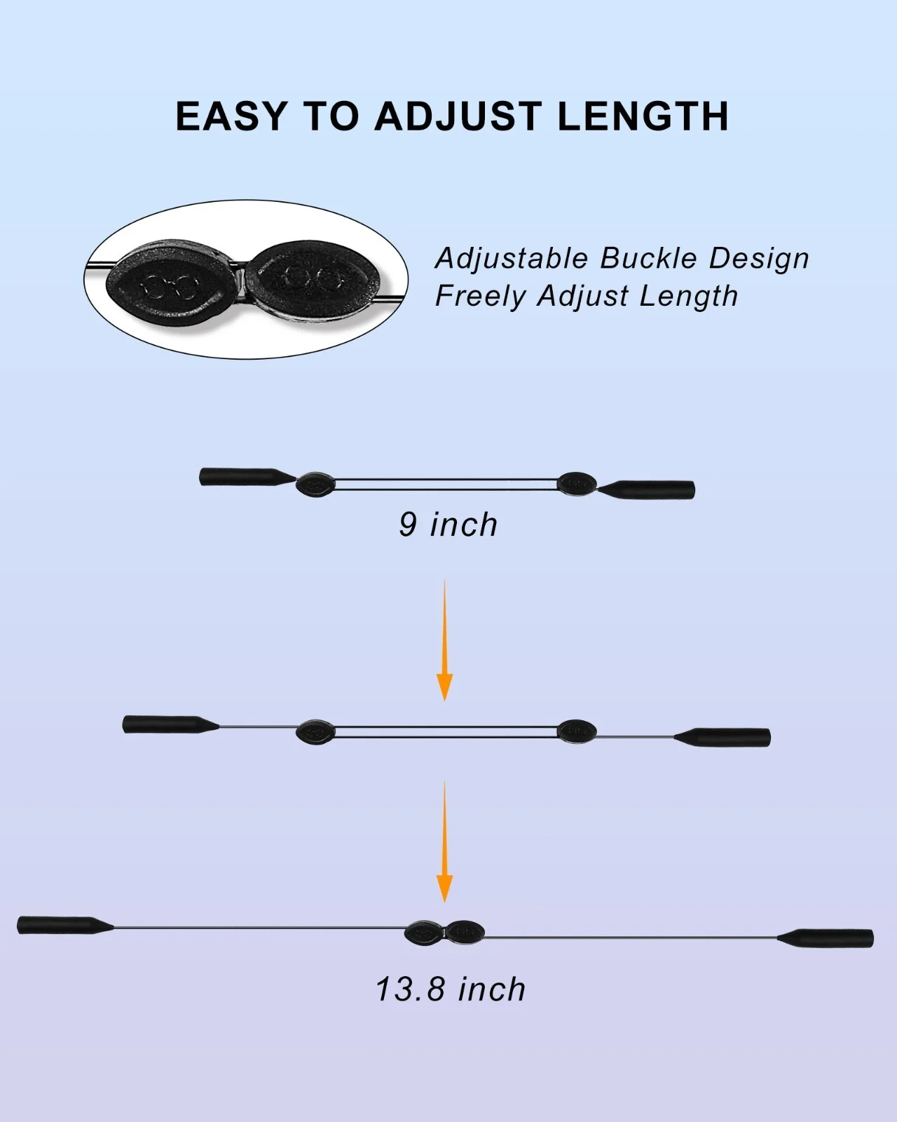 Glasses Strap 3 PCS, Eyeglass Holder for Men Women, Adjustable Black No Tail 3