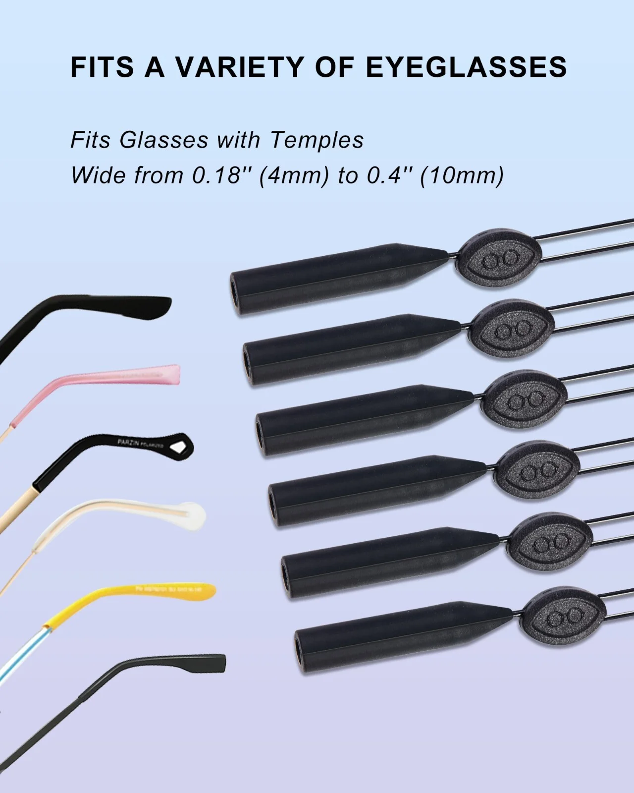 Glasses Strap 3 PCS, Eyeglass Holder for Men Women, Adjustable Black No Tail 4