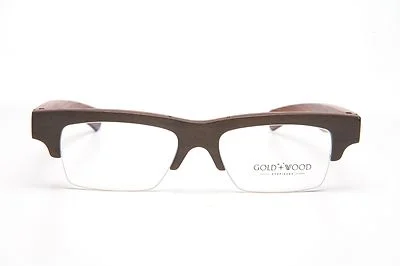 GOLD AND WOOD RIMMED EYEGLASSES GLASSES SUNGLASSES B14.2 #15E