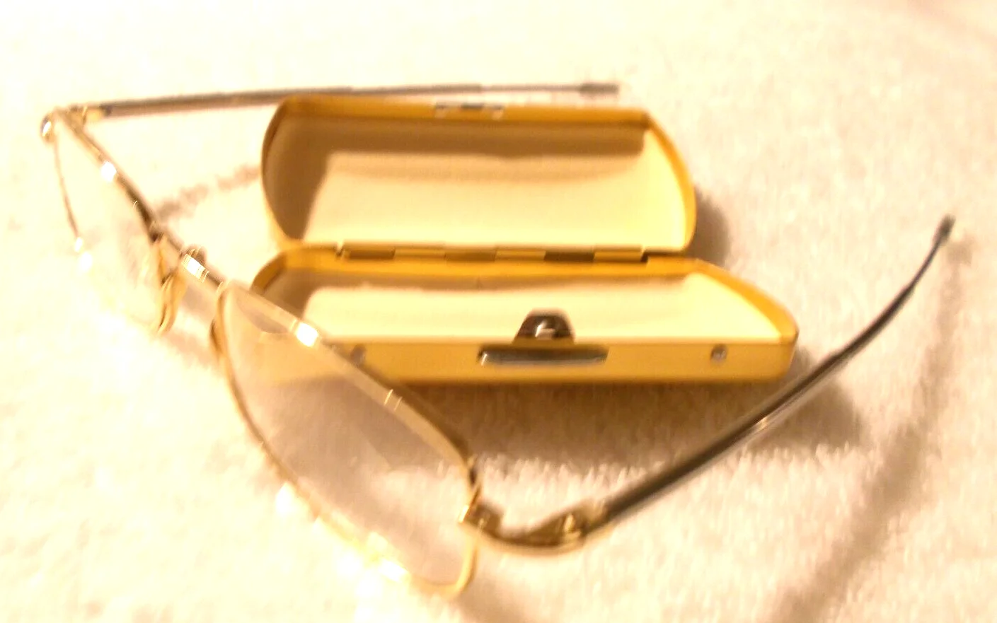 GOLD Frame Folding Reading Glasses/Case Telescopic Arms & Spring Temples +2.00 2