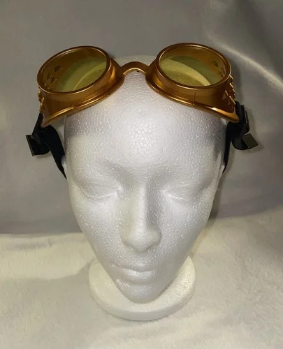 Gold Steampunk Cosplay Goggles Yellow Lens NEW