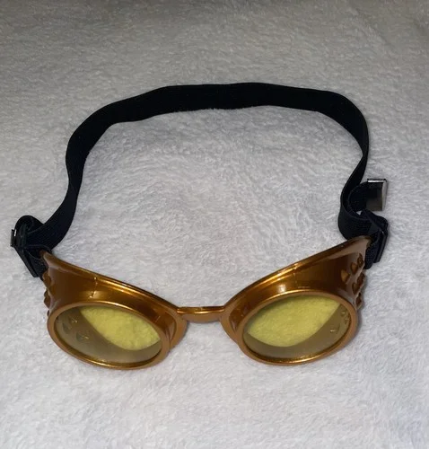 Gold Steampunk Cosplay Goggles Yellow Lens NEW 3