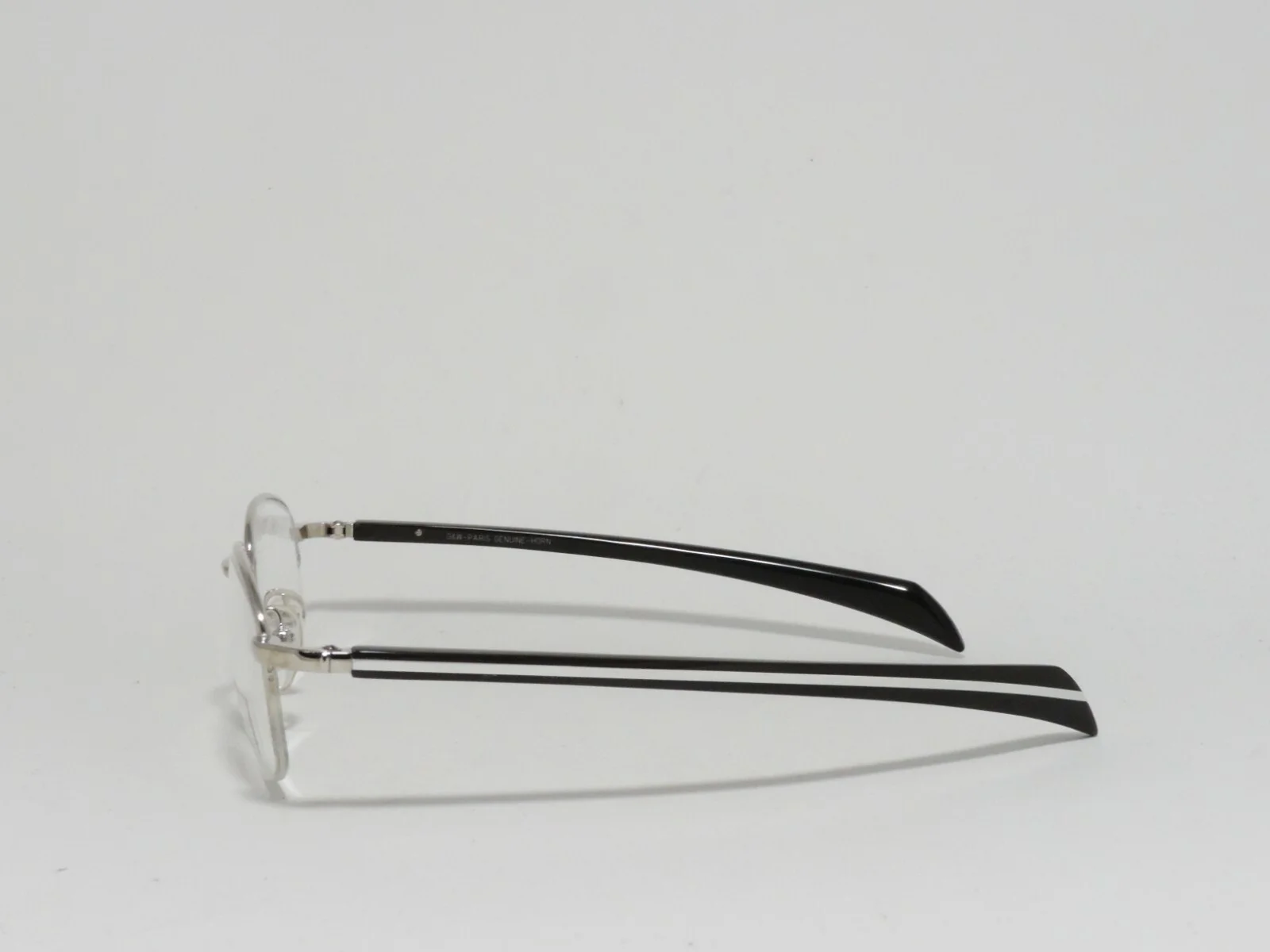 GOLD & WOOD HALF RIMLESS 14K GOLD FILLED GENUINE HORN EYEGLASS FRAMES BLACK SILV 3