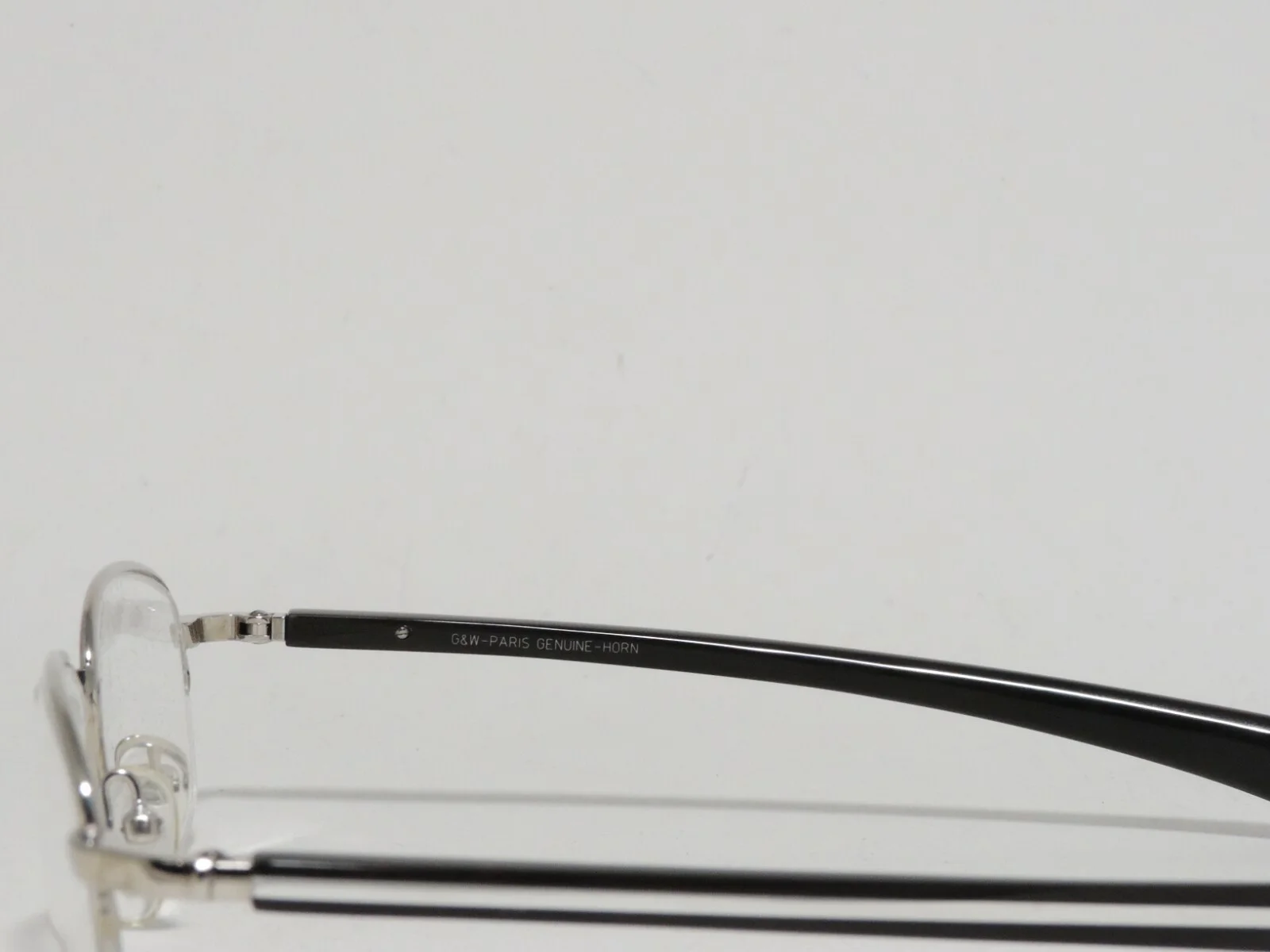 GOLD & WOOD HALF RIMLESS 14K GOLD FILLED GENUINE HORN EYEGLASS FRAMES BLACK SILV 4