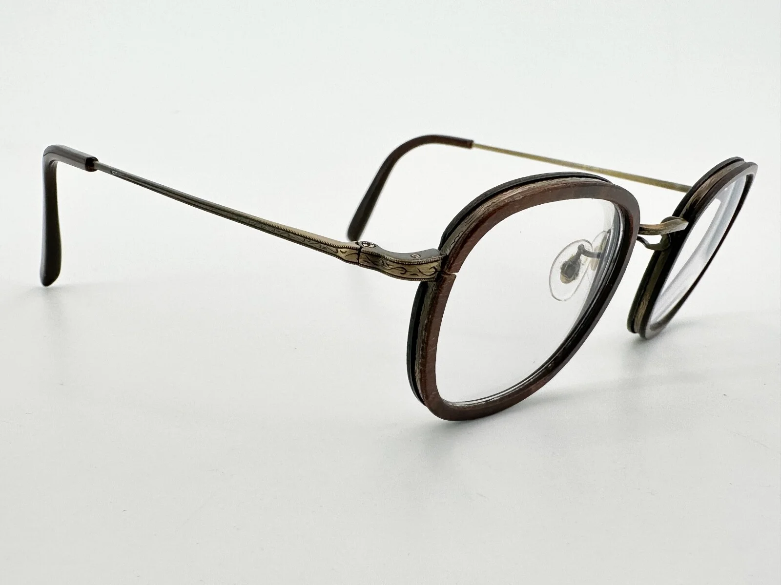 Gold & Wood Titan 02 Eyeglasses FRAMES Brown 46[]24-140 Antique Gold I102