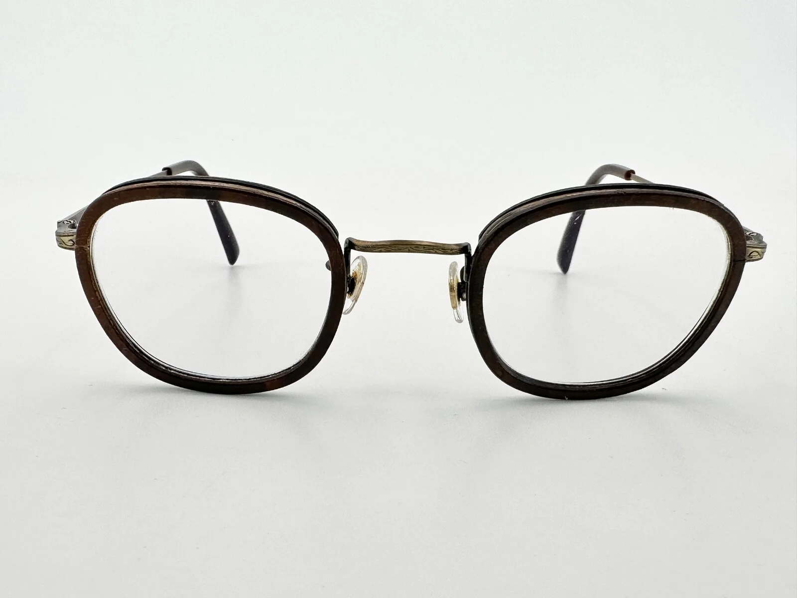 Gold & Wood Titan 02 Eyeglasses FRAMES Brown 46[]24-140 Antique Gold I102 2
