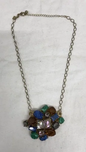 Gorgeous HSN CN Designer Necklace Goldtone Faceted Glass 3