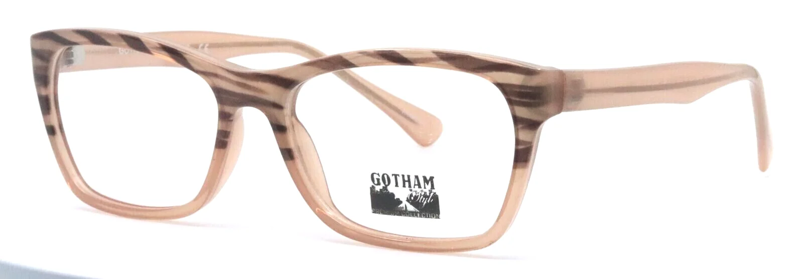 GOTHAM STYLE 238 Gray Stripe Pink Rectangular Full Rim Eyeglasses 54-17-145