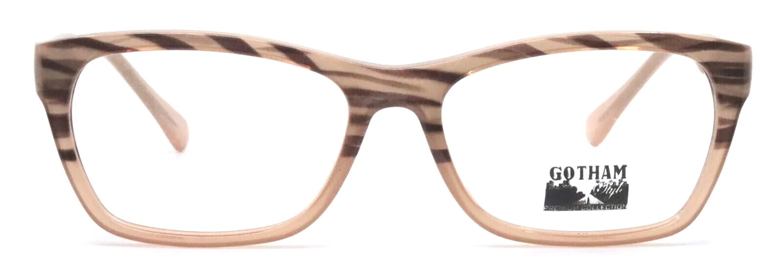 GOTHAM STYLE 238 Gray Stripe Pink Rectangular Full Rim Eyeglasses 54-17-145 2