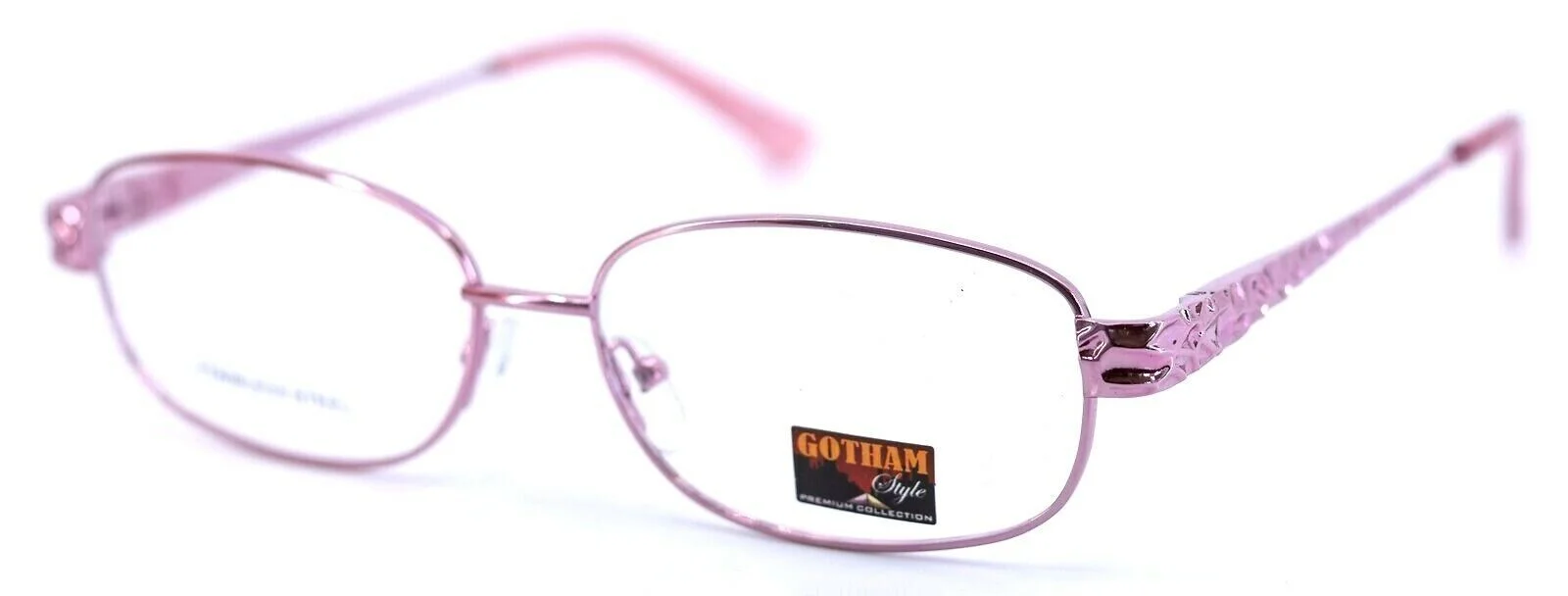 GOTHAM STYLE STAINLESS #17 Pink Rectangular Full Rim Eyeglasses Frames 53-15-140