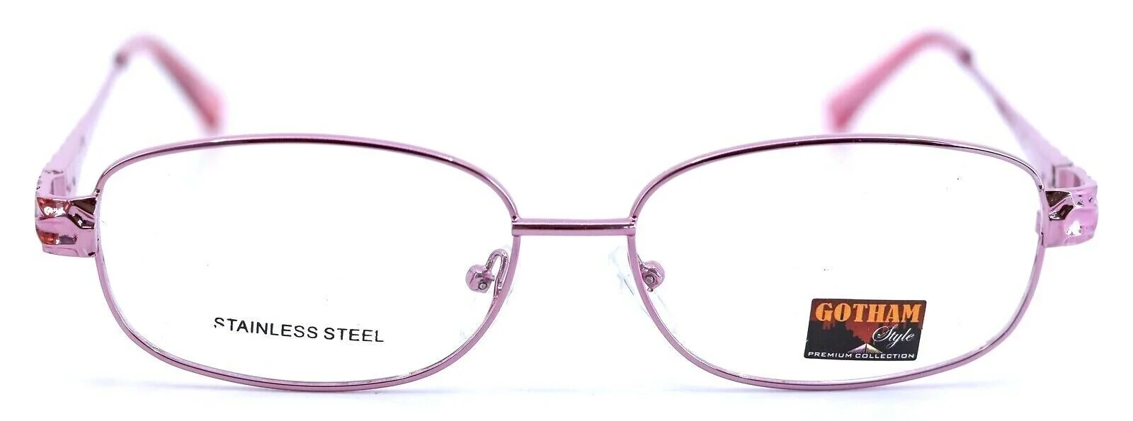 GOTHAM STYLE STAINLESS #17 Pink Rectangular Full Rim Eyeglasses Frames 53-15-140 3