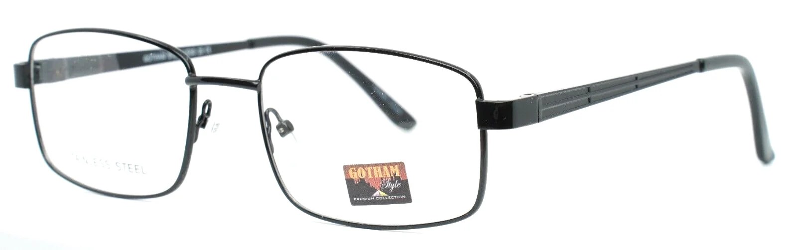 GOTHAM STYLE Stainless 25 Black Unisex Rectangle Eyeglasses 53-19-145 B:37