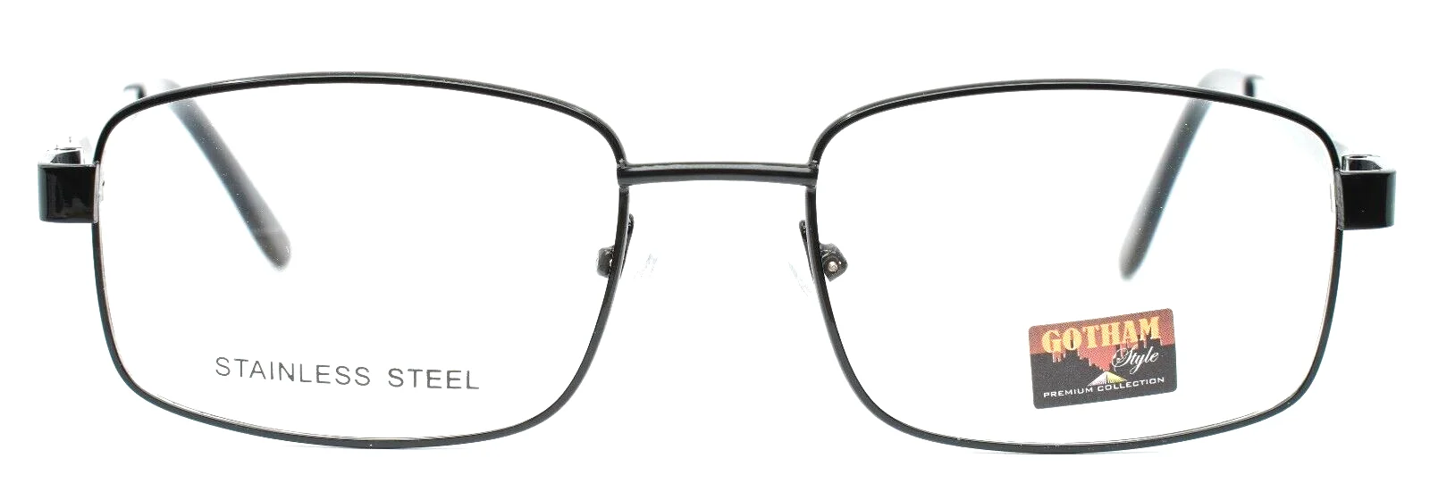 GOTHAM STYLE Stainless 25 Black Unisex Rectangle Eyeglasses 53-19-145 B:37 2