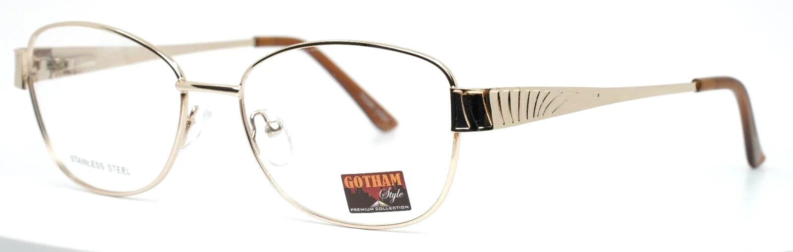 GOTHAM STYLE Stainless 29 Gold Womens Cat Eye Eyeglasses 54-17-138 B:39