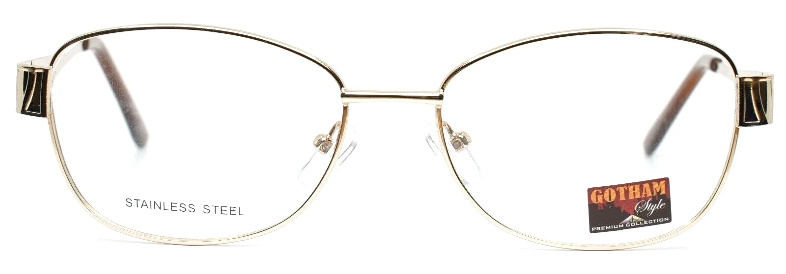 GOTHAM STYLE Stainless 29 Gold Womens Cat Eye Eyeglasses 54-17-138 B:39 2