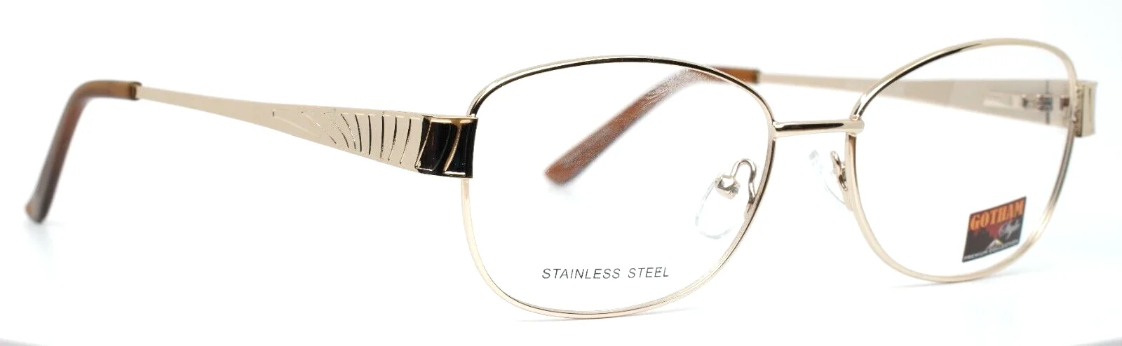 GOTHAM STYLE Stainless 29 Gold Womens Cat Eye Eyeglasses 54-17-138 B:39 3