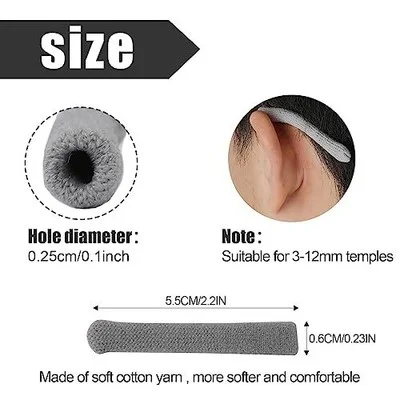 Gray Eyeglass Ear Cushions, anti Slip Temple Pads for Glasses 2