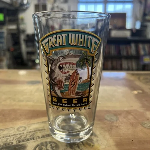 GREAT WHITE LOST COAST BREWERY pint glass (rare alternate logo) Eureka, CA