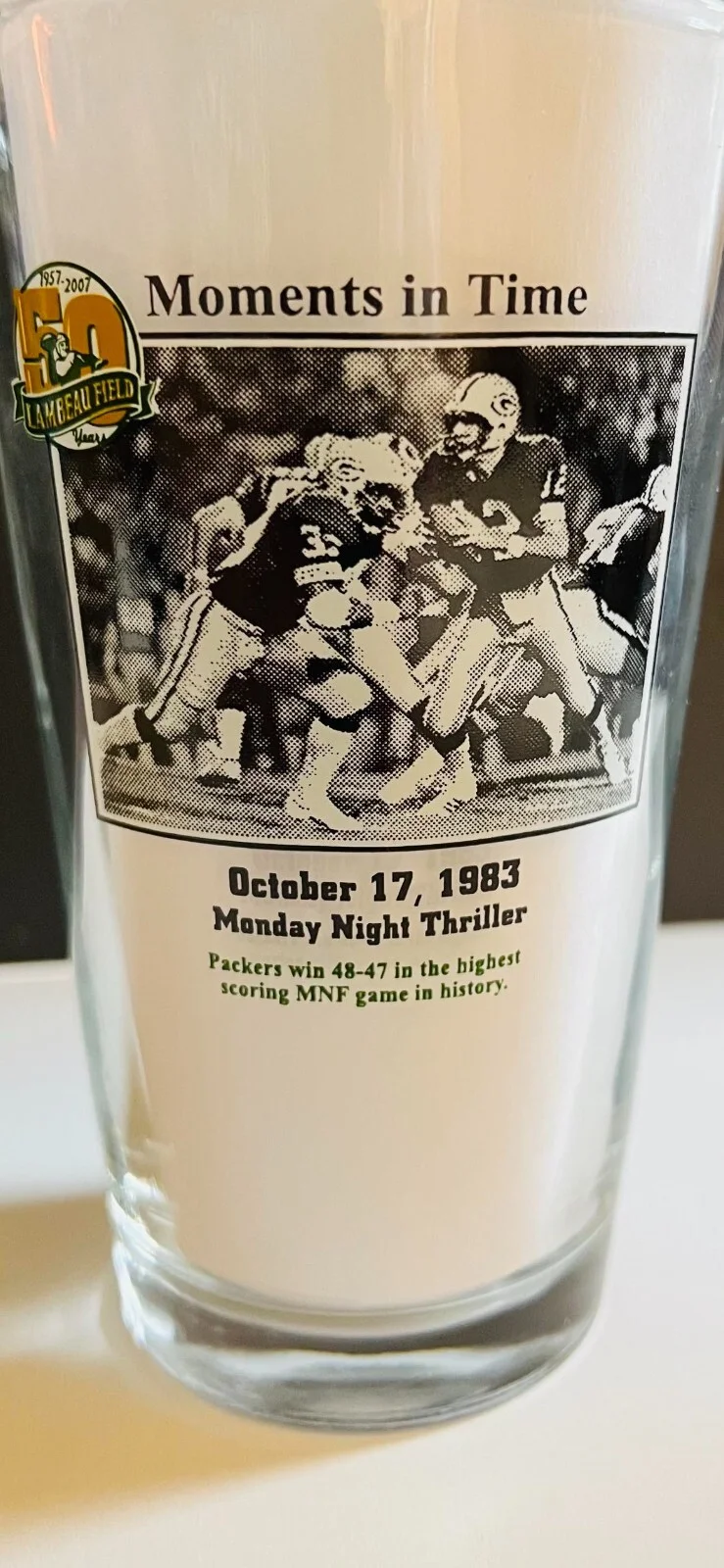 Green Bay Packers Miller Lite Moments In Time 16oz Pint Glasses