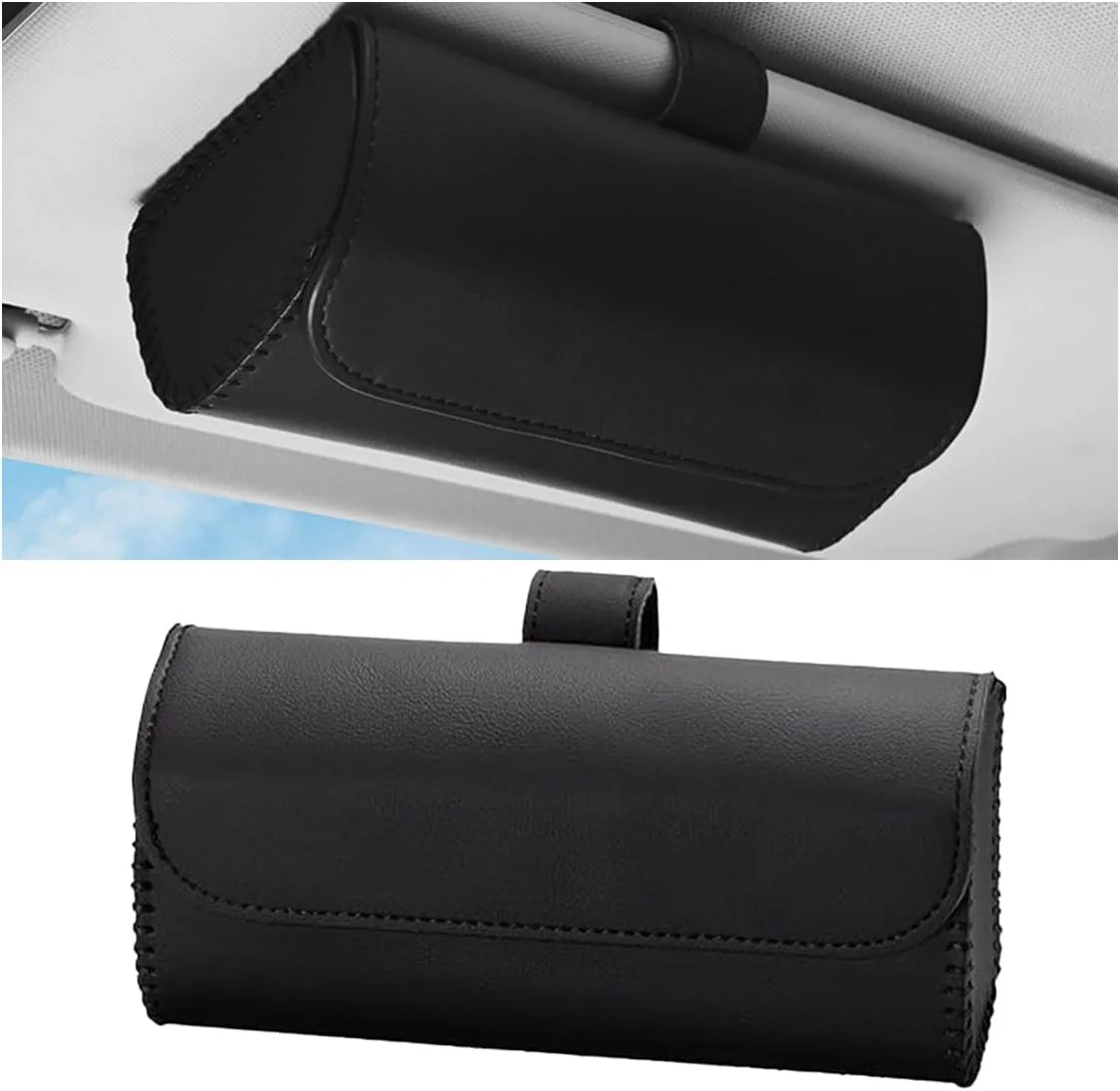Grey Universal Fit Car Sun Visor Snap-On Clip Mount Eye Glasses Case Holder Box 4