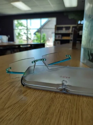 GUC SwissFlex Eyephorics Rimless Teal Frames With Case Customizable