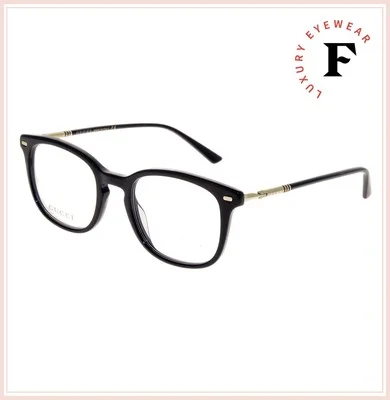 GUCCI 0390 Black Gold Clubmaster Classic Men Eyeglasses 52mm GG0390O Frame 4