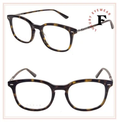 GUCCI 0390 Havana Ruthenium Clubmaster Classic Men Eyeglasses 50mm GG0390O