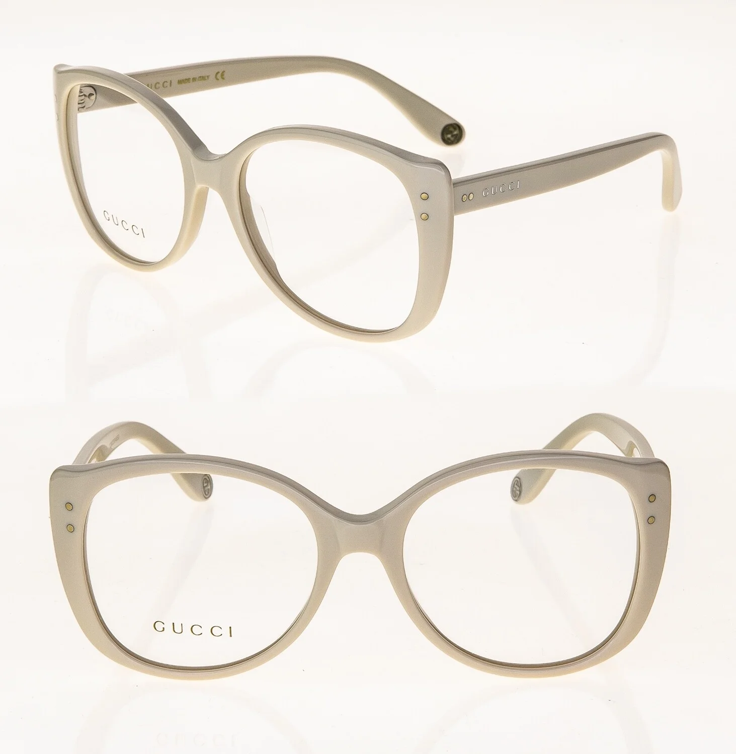 GUCCI 0474 Ivory White Oversized Retro Eyeglasses 54mm GG0474O Optical Frame 004